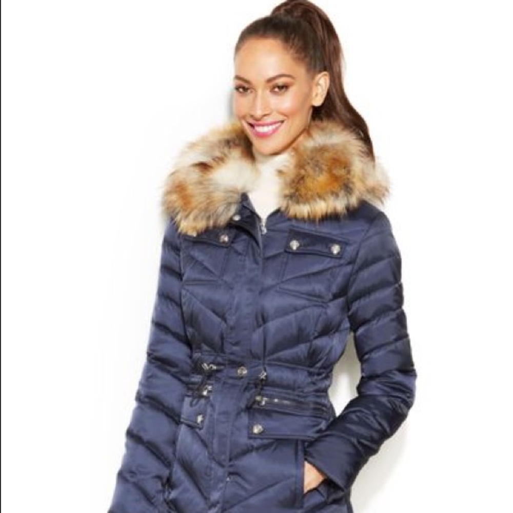 LAUNDRY ShelliSegal Down Faux-Fur Quilted Puffer